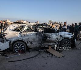 قصف سيارة المطبخ العالمي شرق خانيونس