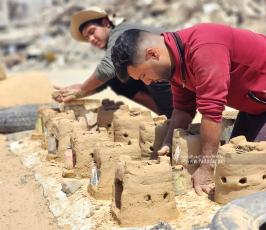 صناعة أفران الطين في ظل أزمة غاز الطهي بعد إغلاق المعابر (4)