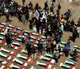 غزة تنظم أكبر جنازة لتشييع 120 شهيداً من عائلتي الحساينة وأبو شريعة (6)
