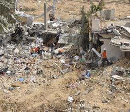 اثار الدمار في الفراحين شرق خانيونس