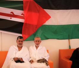 الحجاج الفلسطينين خلال توجههم فى اخر رحلاتهم من غزة إلى السعودية لاداء فريضة الحج