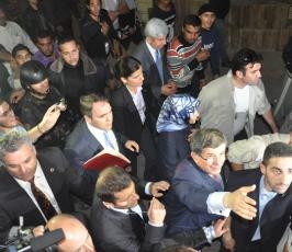 وزير خاريجة تركيا وأمين عام جامعة الدول العربية خلال زيارتهما لغزة