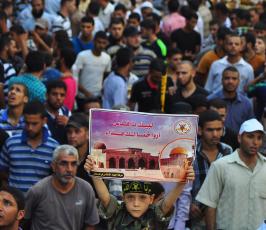 عشرات الآلافش من انصار " الجهاد الإسلامي" ينتفضون نصرة للمسجد الأقصى في غزة