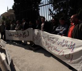 خاص فلسطين اليوم..اعتصام للصحفيين برام الله للمطالبة بإطلاق سراح الصحفيين في قطاع غزة