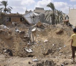 اثار الدمار في الفراحين شرق خانيونس
