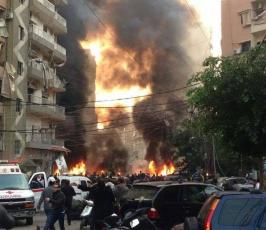 بالصور : قتلى وجرحى في انفجار الضاحية الجنوبية بيروت