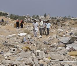 اثار الدمار في الفراحين شرق خانيونس
