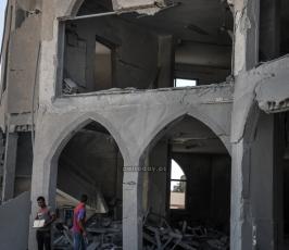 قصف مسجد على بن أبى طالب بحي الزيتون شرق مدينة غزة