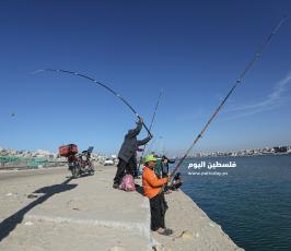 صيد بالصنارة في ميناء غزة البحري (20).JPG