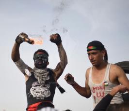 لحظة دخول موكب الكوشوك داخل مخيم العودة فى خزاعة (2).jpeg