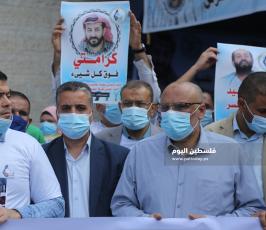 وقفة للاتحاد الإسلامي للنقابات المهنية بغزة نصرةً للأسير الأخرس (11).JPG