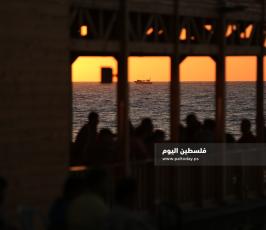‏‏‏‏منظر خلاب مع غروب الشمس غرب غزة  (1).JPG