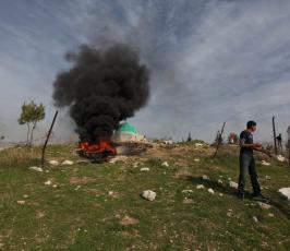 خاص فلسطين اليوم..مواجهات بين الاحتلال وأهالي بدرس غرب رام الله