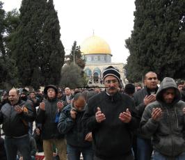 رغم الأمطار...صلاة الجمعة في المسجد الأقصى