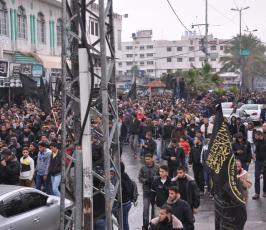 جماهير حاشدة شاركت في مسيرة نظمتها الجهاد رفضاً لخطة كيري التصفوية