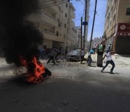 بالصوراصابات في مواجهات مع قوات الاحتلال في كفر عقب شمال القدس المحتلة