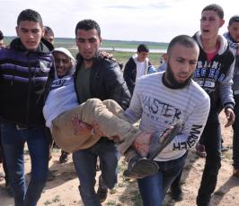 بالصور:اصابة عدد من المواطنين في مواجهات مع قوات الاحتلال شرق غزة