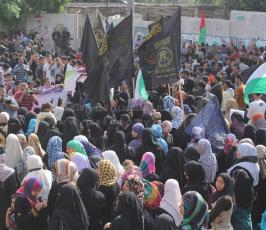 العمل النسائي يشارك في مسيرة الزحف الجهادي بغزة