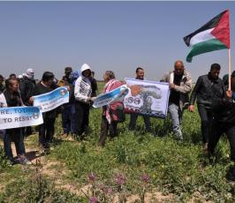 بالصور:إصابات بالاختناق في مواجهات مع قوات الاحتلال شرق بيت حانون في ذكرى يوم الأرض