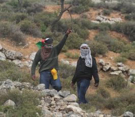 خاص فلسطين اليوم...مواجهات بين أهالي بلدة دير جرير وقطعان المسنوطنين