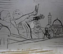 جدارية  تحاكى الانتفاضة بغزة  ‫(30466449)‬ ‫‬