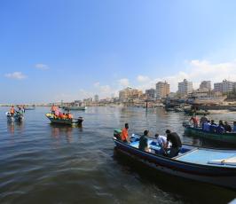 مسيرة بحرية بميناء غزة  ‫(28960137)‬ ‫‬