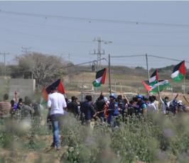 بالصور:مواجهات مع قوات الاحتلال شرق غزة بالقرب من موقع ناحل العوز