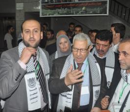 وصول وفد اتحاد الصحفيين العرب إلى قطاع غزة فى زيارة تضامنية