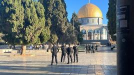 مرابطون يقاومون الاقتحام بالصلاة في باحات المسجد الأقصى