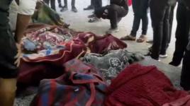 جثامين شهداء عائلة علوش في جباليا شمال قطاع غزة