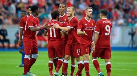 احتفال اللاعب محمد صلاح بعد تسجيل هدف في مرمى أرسنال