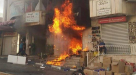 احراق عمارة سكنية