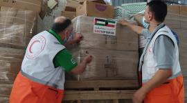 الهلال الأحمر بغزة تستلم مساعدات إنسانية من الكويت
