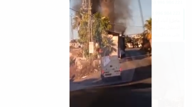 حرق برج عسكري عند مدخل بيت امر.PNG