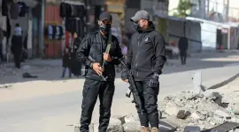جانب من انتشار عناصر الشرطة بغزة بعد وقف إطلاق النار