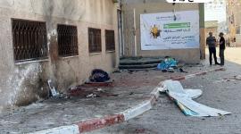 لحظة الاستهداف الذي طال ساحة الجامعة الاسلامية وأسفر عن شهداء