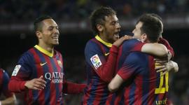 فرحة لاعبي برشلونة بالفوز