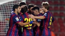 فرحة لاعبي برشلونة بالفوز