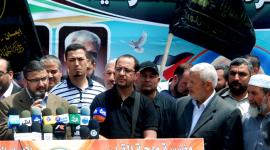قيادات فلسطينية تستقبل وفد تونس في خيمة التضامن للأسرى بغزة