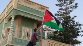 صورة للعلم الفلسطيني فوق البيت الأخضر
