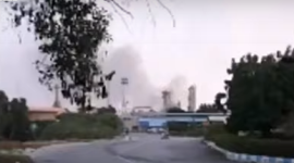 صورة من فيديو الحريق في جزيرة خرج