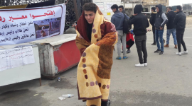 صورة خلال اعتصام الطلبة أمام معبر رفح