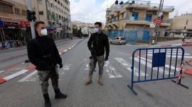 حواجز للامن الفلسطيني تفصل بين القرى والمخيمات وبين المدن في محافظة بيت لحم لمنع انتشار فيروس كورونا. (4)