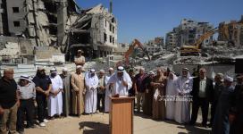 التجمع الوطني للقبائل والعشائر والعائلات الفلسطينية ينظم وقفة أمام عمارة السعادة بغزة