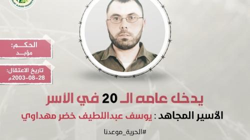 الأسير يوسف مهداوي يدخل عامه الـ (20) في سجون الاحتلال