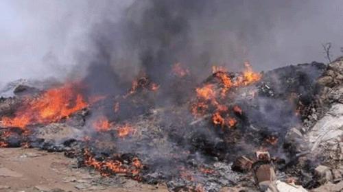 حريق مكب نفايات جحر الديك