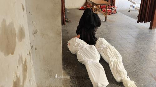 وداع شهداء عائلة النجار بالمستشفى الأهلى بغزة (10).jpeg