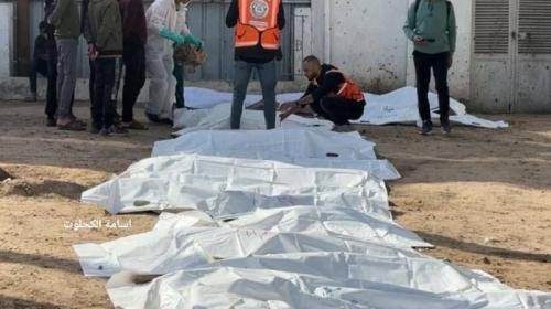 جثامين الشهداء من مستشفى الشفاء