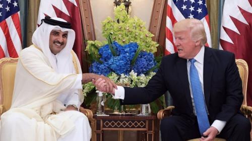 أمير قطر الشيخ تميم بن حمد آل ثاني في لقاء الرئيس الأمريكي دونالد ترامب
