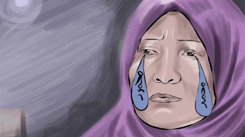 كاريكاتير لأم الأسيرين محمد ومحمود البلبول